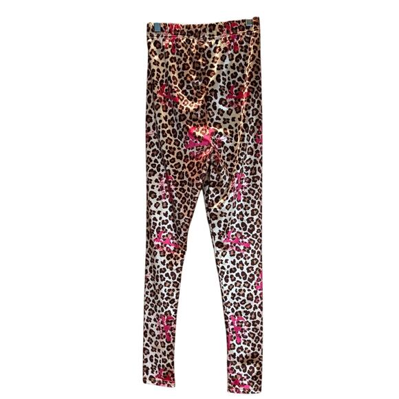 Nicopanda Cheetah NYC Silky Gold Pink Brown Leggings, Size Small - Picture 8 of 8